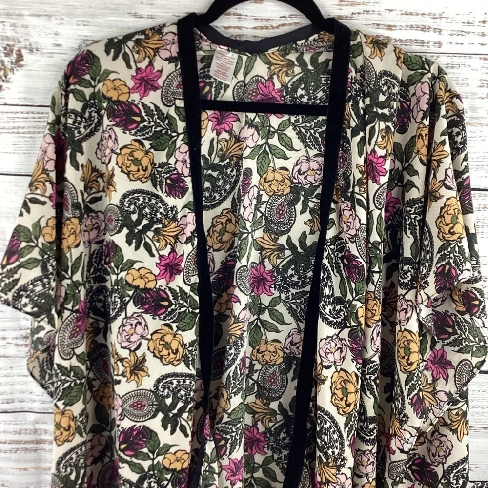 SPRING FLORAL ONE SIZE TOP KIMONO CARDIGAN SPRING SUMMER BOHO GUC - Picture 4 of 11